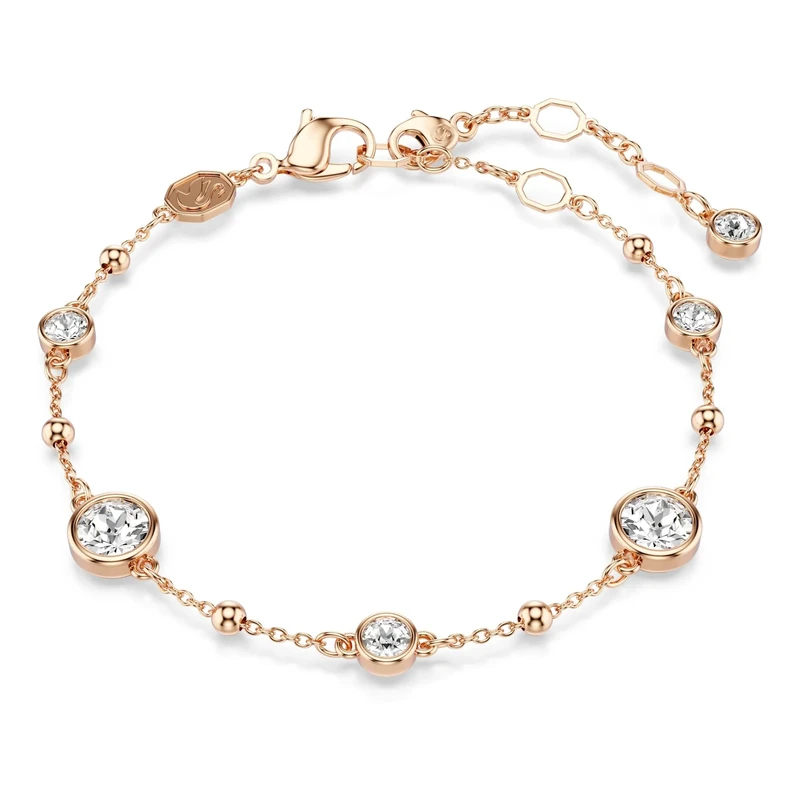 Swarovski Imber Bracelet, Clear Round-Cut Crystals and Shiny Metal Droplets in a Rose Gold-Tone Finished Setting, Part of the Imber Collection