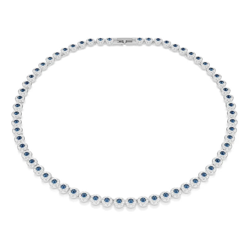 Swarovski Una Necklace, Blue, Rhodium Plated
