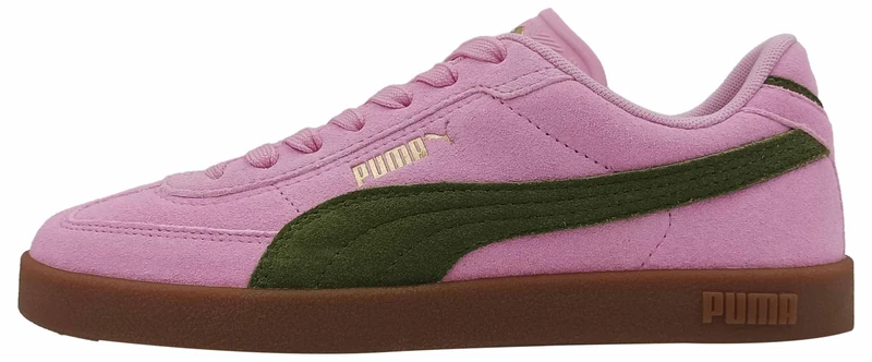 PUMA Unisex Club II Era Suede Trainers, Pink Shimmer-Olive Green, 6.5 UK