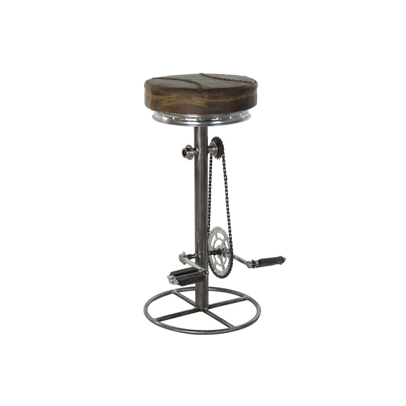 AlexandreHouse STOOL METAL LEATHER 44X41X82 PEDALS BROWN