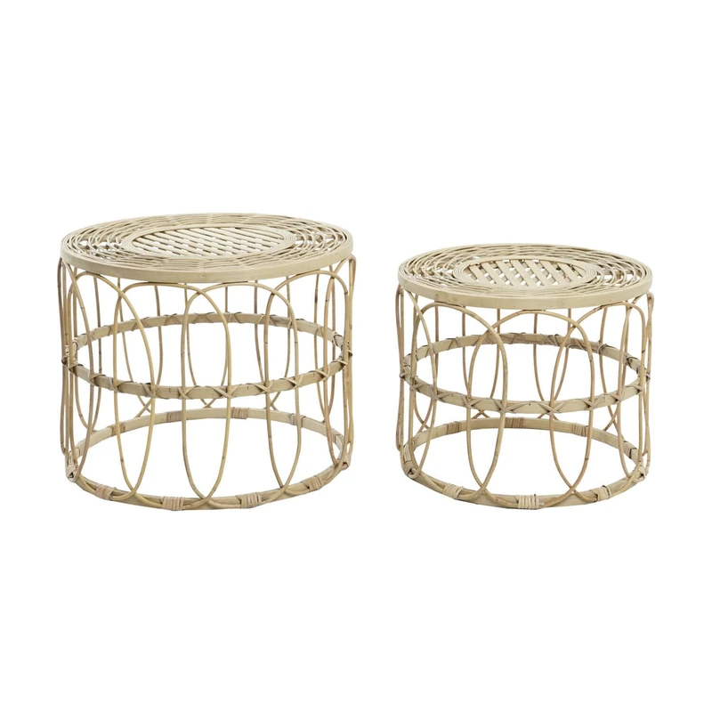 AlexandreHouse SIDE TABLE SET 2 RATAN 50X50X41,5 NATURAL