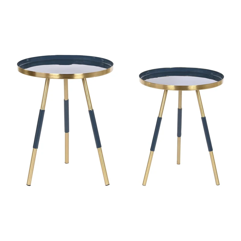 AlexandreHouse SIDE TABLE SET 2 IRON 41X41X51 METAL PATINA