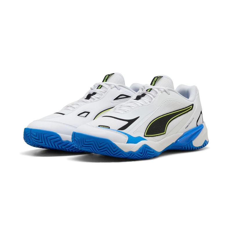 PUMA Unisex SOLARSTRIKE 4 Indoor Court Shoe, White Black-Ultra Blue, 6 UK