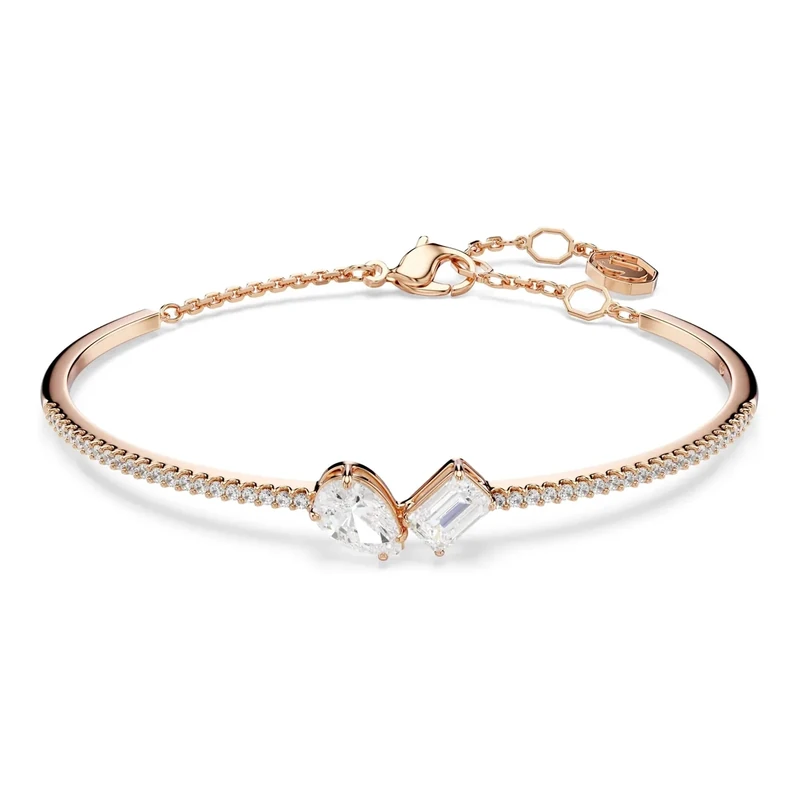 Swarovski Mesmera Bangle Bracelet, Clear Mixed-Cut Crystals in a Rose Gold-Tone Finished Setting, Part of the Mesmera Collection
