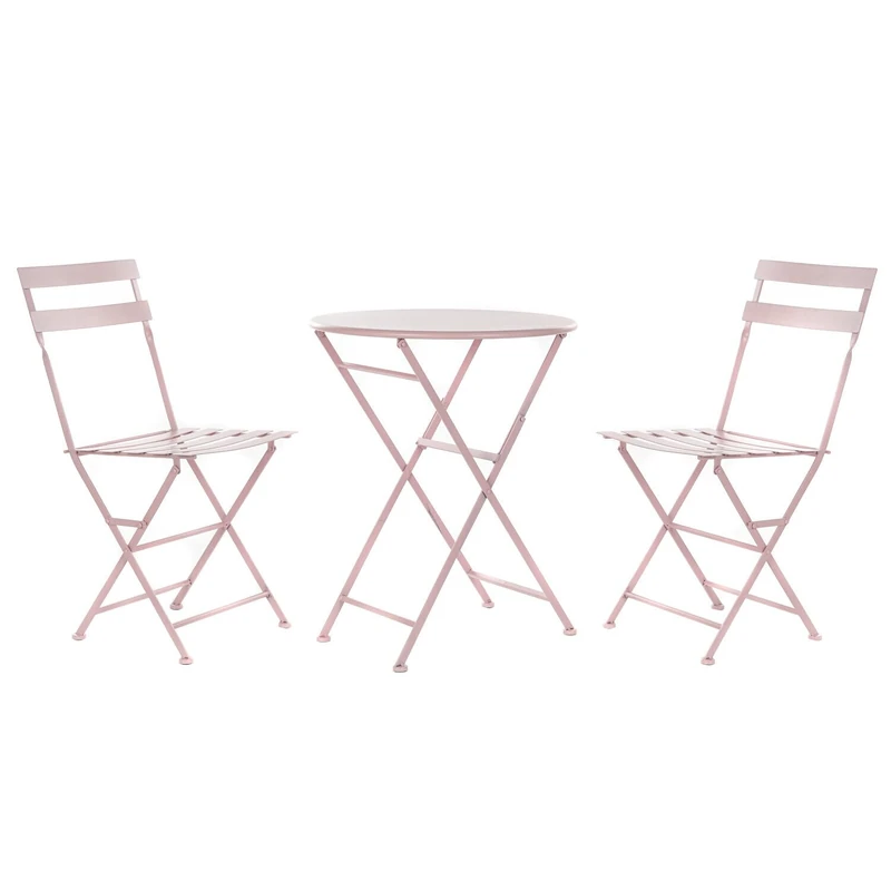 AlexandreHouse TABLE SET 3 METAL 60X60X75 FOLDING PINK
