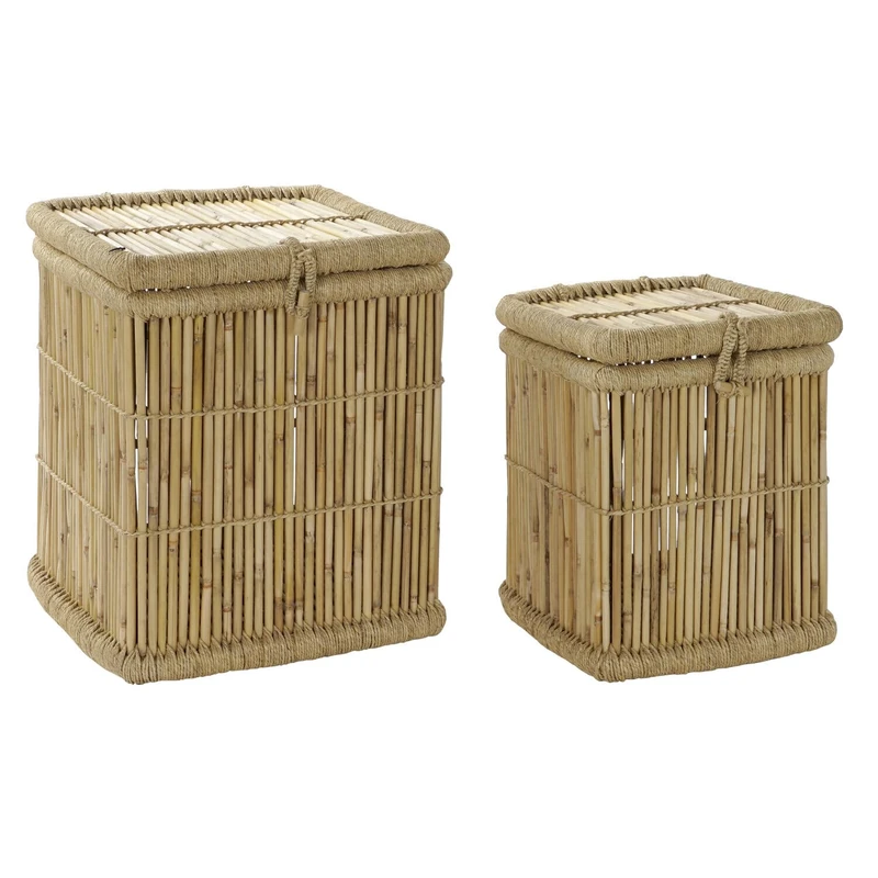 BASKET SET 2 BAMBOO ROPE 46X46X55 NATURAL NATURAL
