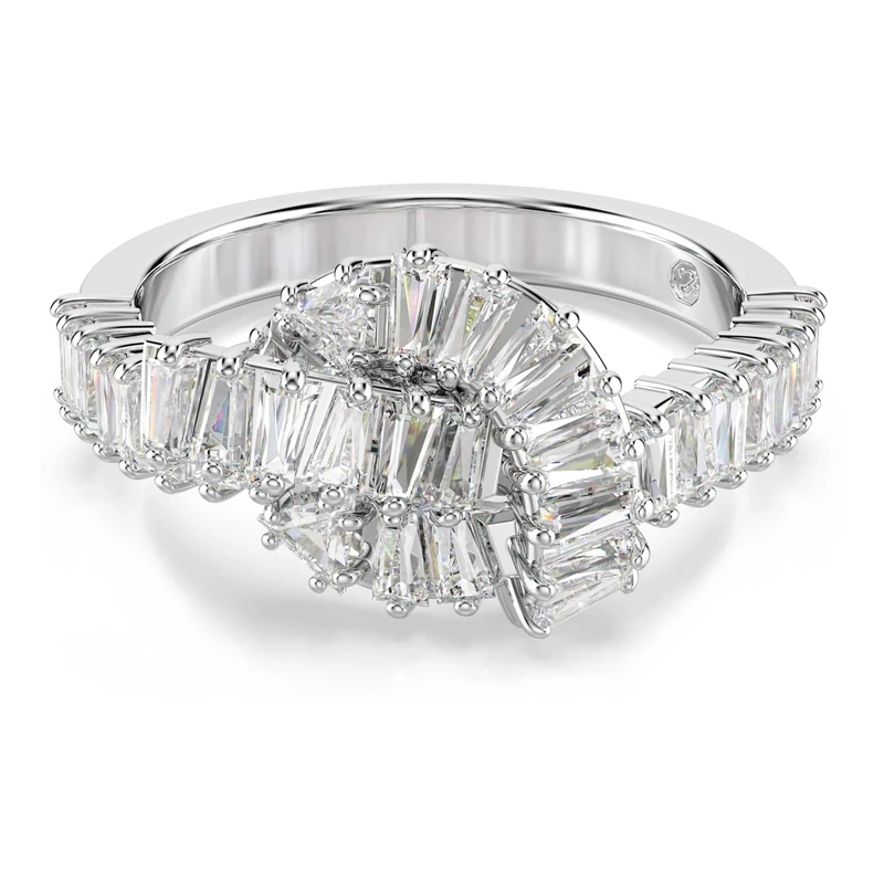 Swarovski Matrix ring White, Rhodium plated