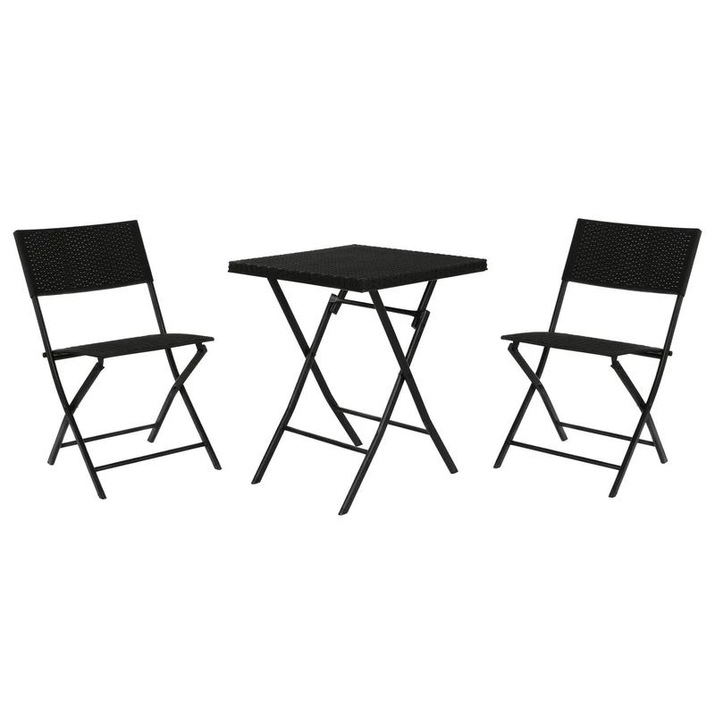 AlexandreHouse TABLE SET 3 RATAN SYNTHETIC STEEL 58X58X71,5 BLACK