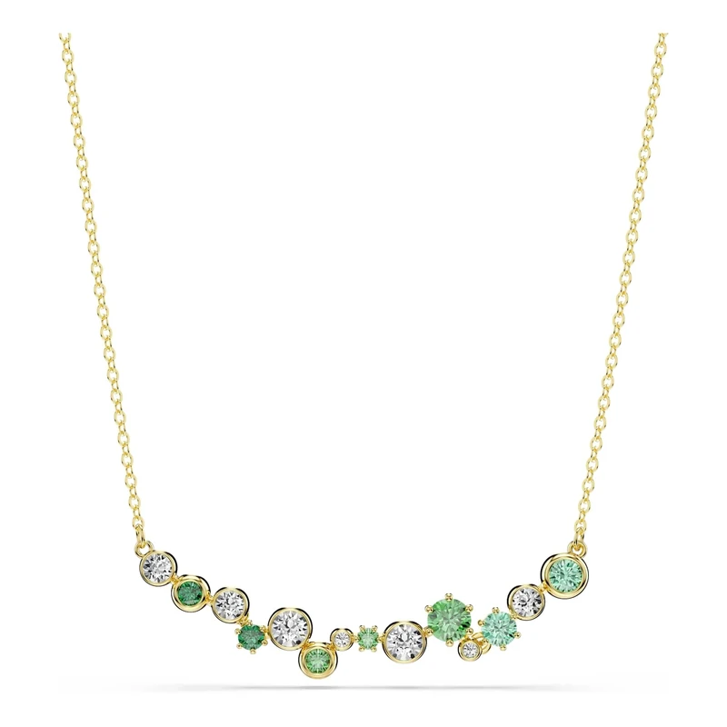 Swarovski Constella Necklace, Green and Clear Mixed-Cut Crystals in a Gold-Tone Finished Setting, Part of the Constella Collection