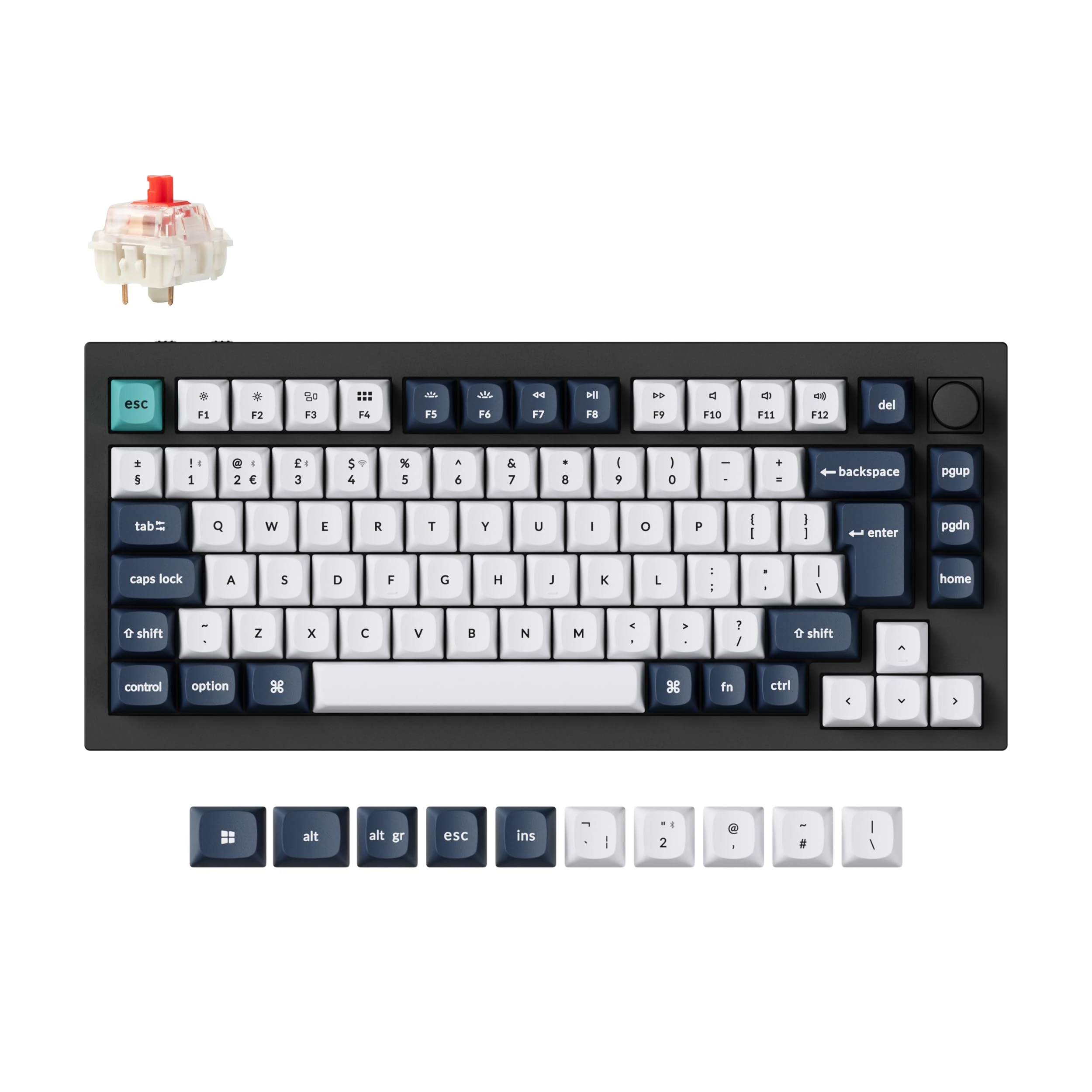 Keychron Q1 Max Wireless Mechanical Keyboard - Full Aluminum, Gateron Jupiter Red Switch, Hot-Swappable Programmable Knob with QMK/VIA RGB(UK Layout) 2.4 GHz/Bluetooth for Mac Windows Linux - Black