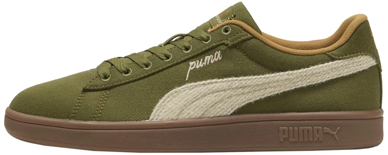 PUMA Unisex Smash 3.0 ETIQUETA Sneaker, Olive Green-Toasted Almond, 10.5 UK