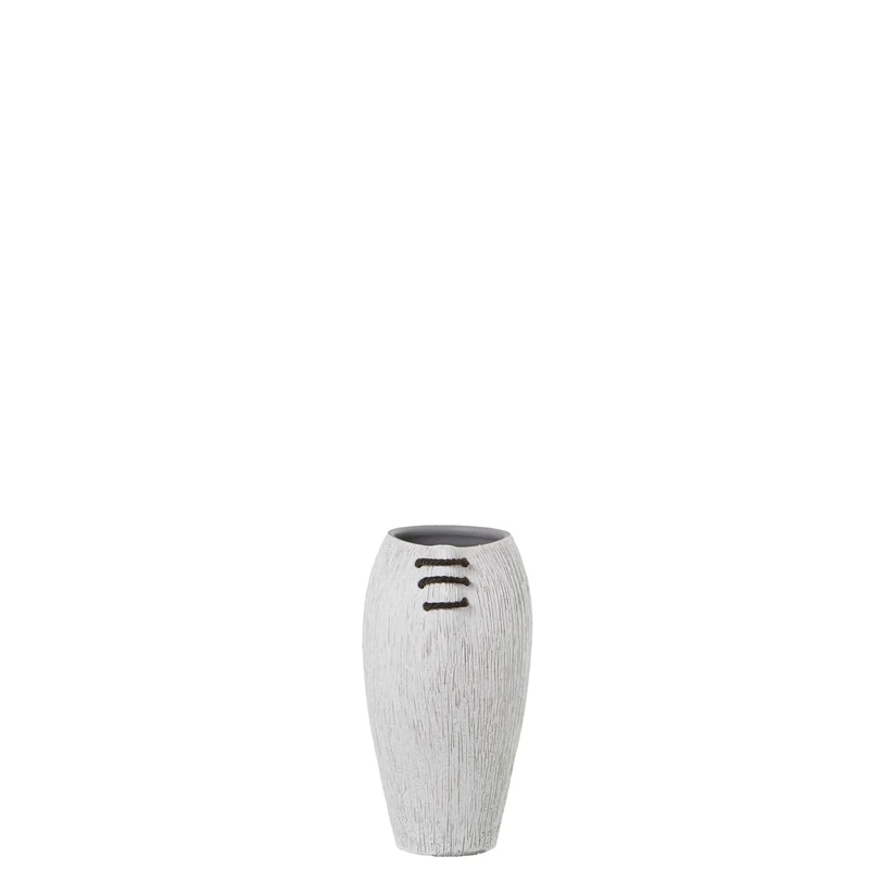 CERAMIC VASE 30CM WHITE RA YADO C/CORD BROWN - Image 1
