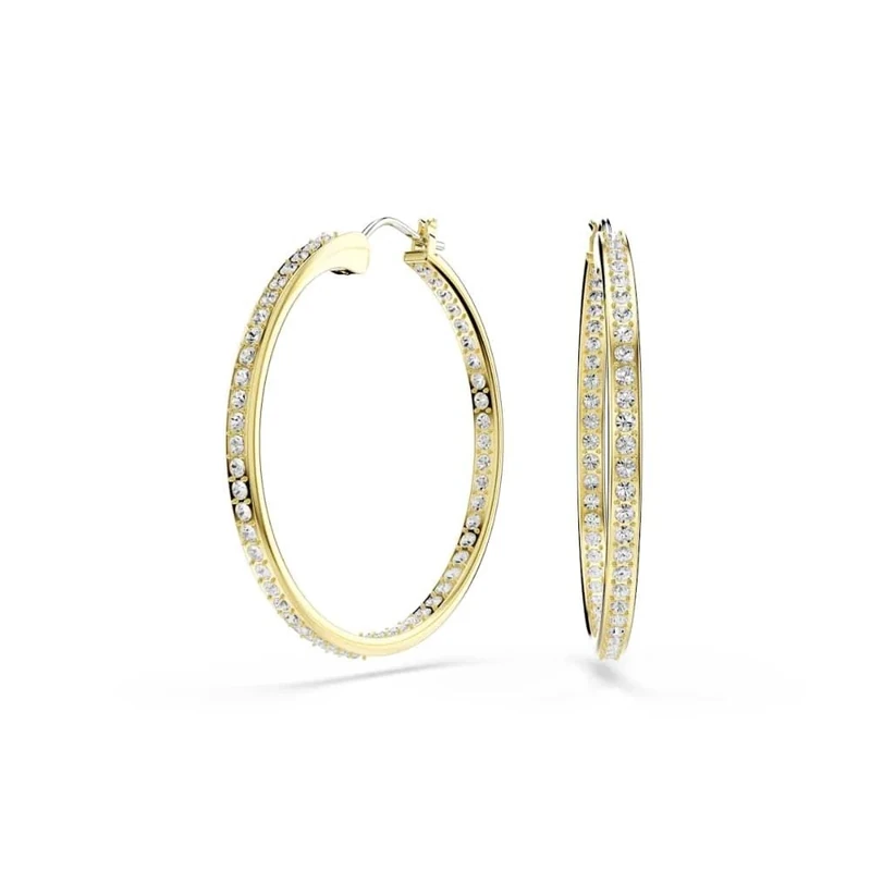 Swarovski Sommerset Hoop Earrings, Clear Pavé Crystals in a Gold-Tone Finished Setting, Part of the Swarovski Sommerset Collection
