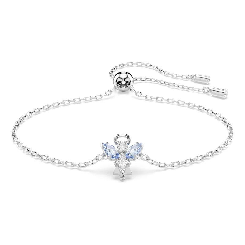 Swarovski Magic Bracelet, Angel Motif with Blue and Clear Mixed-Cut Crystals in a Rhodium-Finished Setting, Part of the Magic Collection