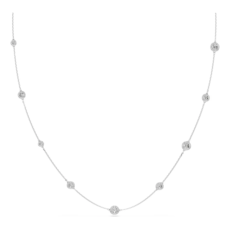 Swarovski Una Angelic Strandage Necklace, Double-Sided Motifs with Clear Round-Cut Crystals in a Rhodium-Finished Setting, Part of the Una Angelic Collection
