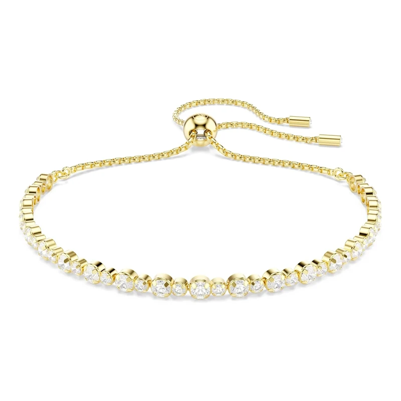 Swarovski Matrix Tennis Bracelet, Clear Round-Cut Crystals in a Gold-Tone Finished Setting, Part of the Matrix Collection