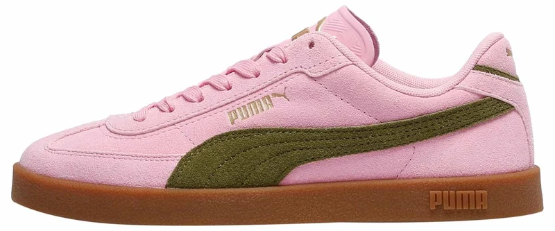 PUMA Unisex Club II Era Suede Trainers, Pink Shimmer-Olive Green, 5.5 UK