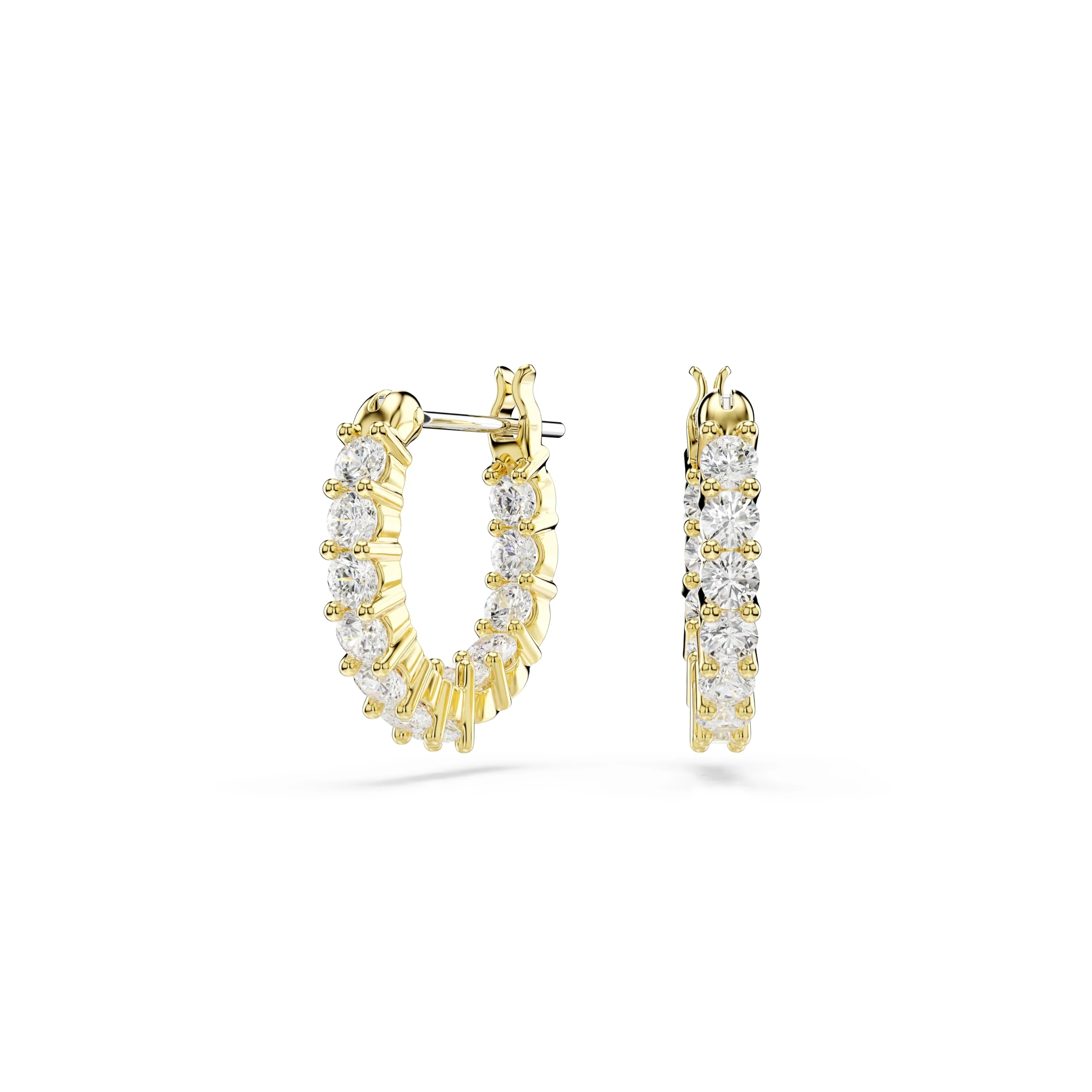 Swarovski Matrix Vittore Mini Hoop Earrings, Clear Round-Cut Crystals in a Gold-Tone Finished Setting, Part of the Swarovski Matrix Collection