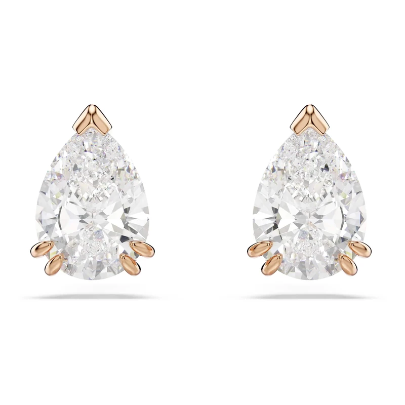 Swarovski Stilla Stud Earrings, Clear Pear-Cut Crystals in a Rose Gold-Tone Finished Setting, Part of the Swarovski Stilla Collection