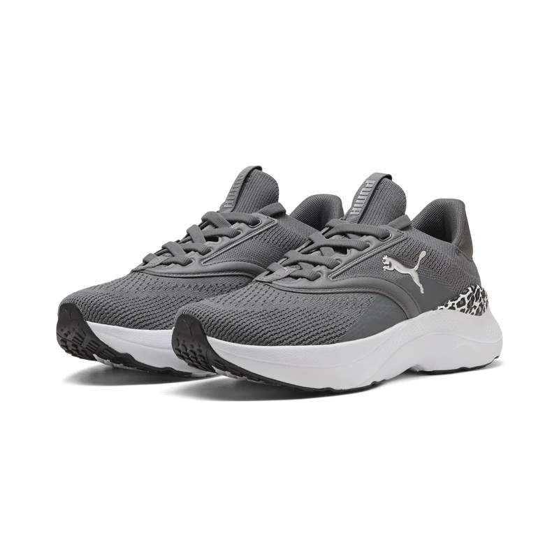 PUMA Women's SOFTRIDE MAYVE Animal WNS Road Running Shoe, Cool Dark Gray Black Silver, 7 UK
