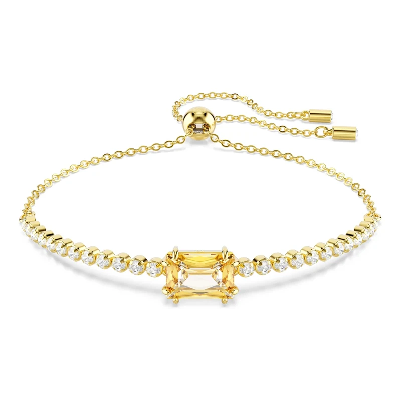 Swarovski Matrix Tennis Bracelet, Caramel and Clear Mixed-Cut Crystals in a Gold-Tone Finished Setting, Part of the Matrix Collection