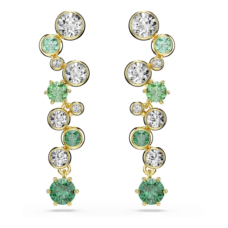 Swarovski Constella Drop Earrings, Green and Clear Mixed-Cut Crystals in a Gold-Tone Finished Setting, Part of the Swarovski Constella Collection