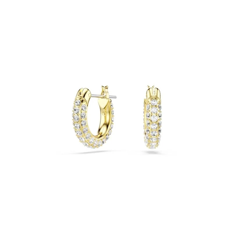 Swarovski Dextera Mini Hoop Earrings, Clear Pavé Crystals in a Gold-Tone Finished Setting, Part of the Swarovski Dextera Collection