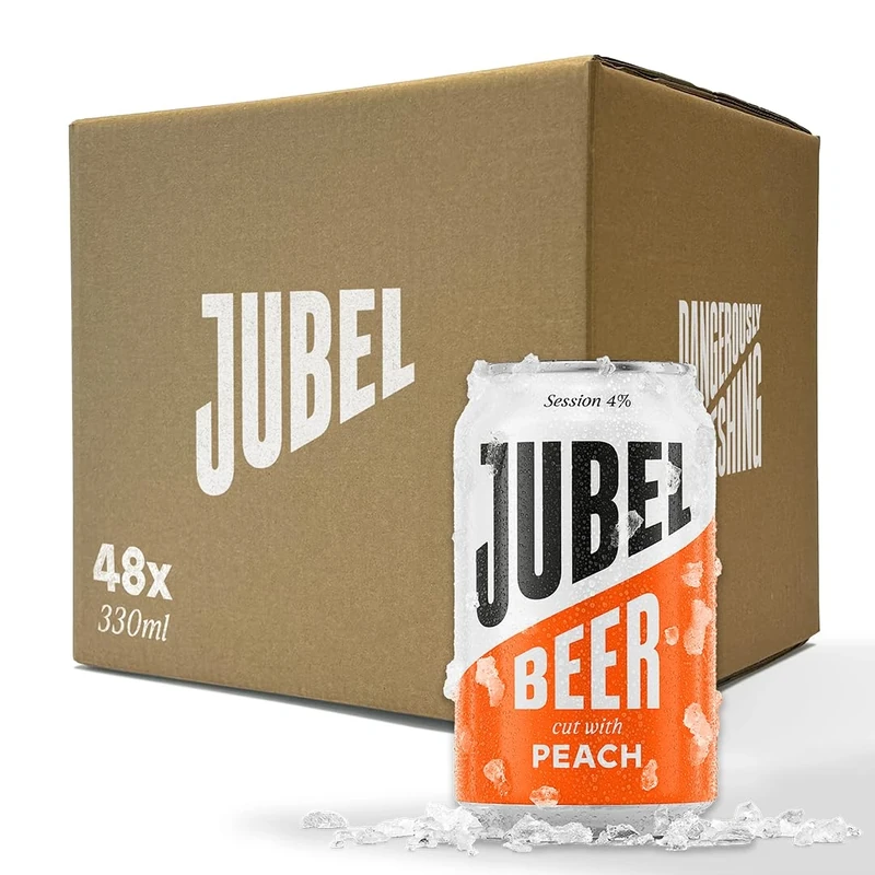 Peach Beer (48x330ml) | Award Winning & Gluten Free | Vegan/Low Calorie/Low Sugar | Dangerously Refreshing Fruit Lager | Sociable 4% ABV | Voted UK's Best Fruit Beer | B Corp Certified