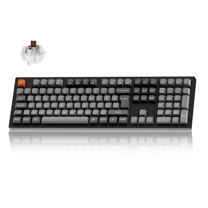 Keychron K10 Max Wireless Mechanical Keyboard - QMK Programmable Brown Switch, 2.4GHz/Bluetooth/USB-C Tri-Mode, Full-Size with Hot-swappable Compatible with Mac Windows Linux(UK Layout) - Black