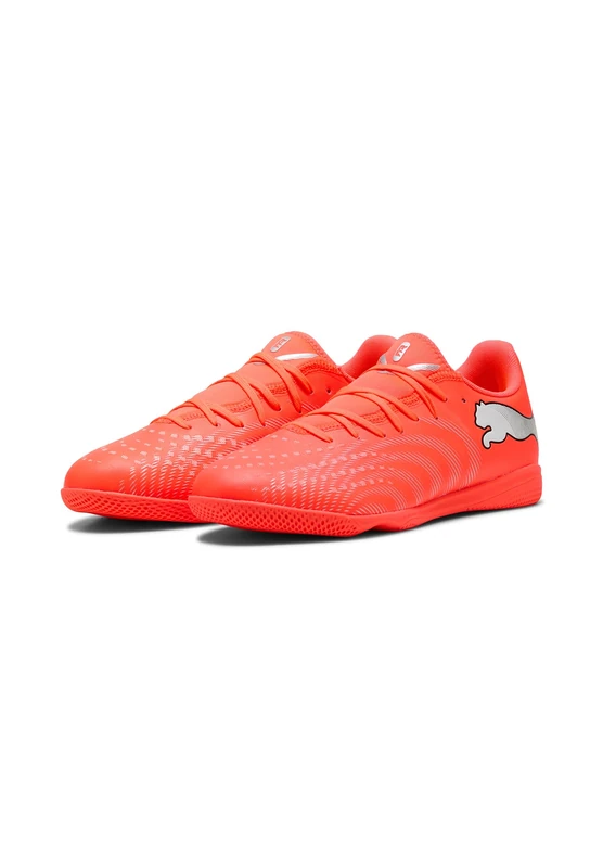 PUMA Unisex Future 9 Play Indoor Training Football Boots, Glowing Red-PUMA White-PUMA Black-PUMA Silver, 10 UK