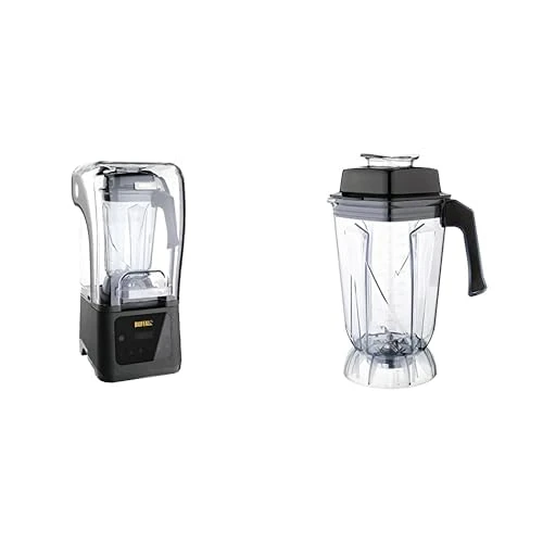Buffalo Digital Bar Blender with Sound Enclosure Set - Digital Bar Blender (2.5Ltr) with Spare Jug, Sound Enclosure Assembly, Big Lid, Mat of Jug, Blade Set and Transmission Gear