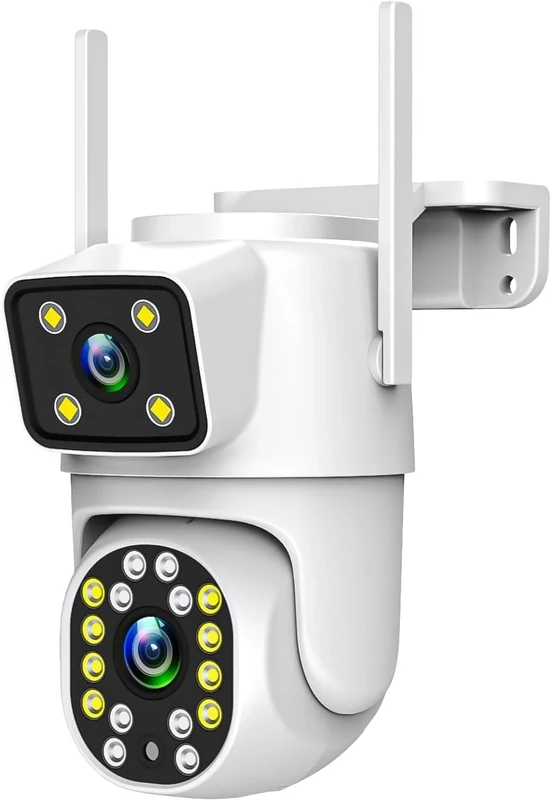 Technaxx Dual Lens 2MP+2MP Outdoor WiFi IP Camera TX-328 – Pan/Tilt 270°/90°, Color Night Vision, 2-Way Audio, Bluetooth, Motion Detection & Tracking, IP65, SD Card Slot (128GB)