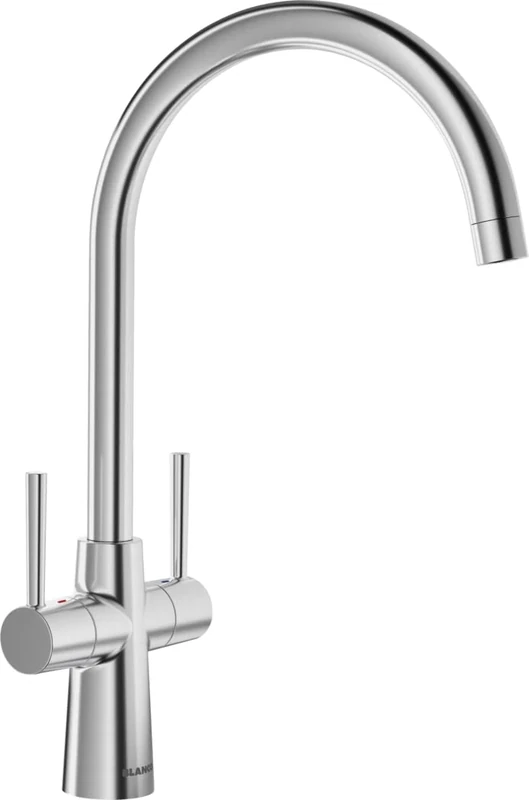 BLANCO MAX II | Kitchen Mixer tap in PVD Steel | Low Pressure | C-Shaped Swivel spout | Ø35 mm tap Hole | 700 mm connectors | Fingerprint-Resistant Surface | Long-Lasting Performance