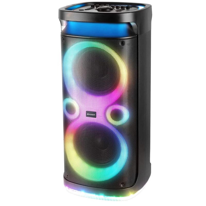 Trevi XF 3150 KB Portable Karaoke Speaker 130W, Wireless Audio Connectivity, USB/SD, Disc Lights, TWS Function and Microphone Included, Built-in Battery