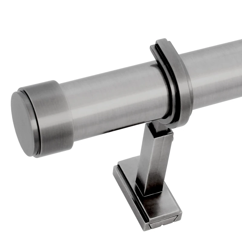 BlastHome® Non-Adjustable Luxury Curtain Rods for Windows, 1 ¼” Rod Set, 5 foot Fixed Length (Two Rods Connect for a Seamless Look), Gunmetal/Pewter
