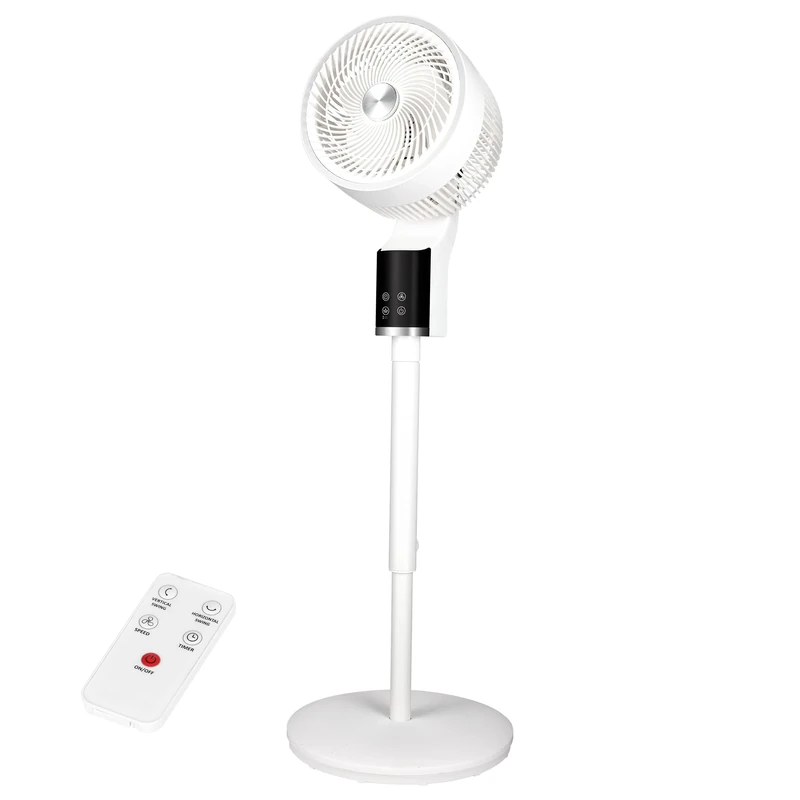 TCP White Pedestal Fan with Remote Control, Quiet Standing Electric Floor Fan for Home, Bedroom or Office, 4-Way Vertical & Horizontal Oscillation, Adjustable Height, Timer, 3 Speeds