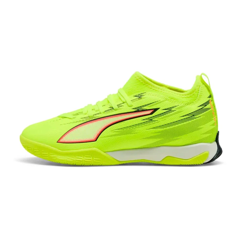 PUMA Ultra 6 Match IT + MID JR Soccer Shoe, Yellow Alert Black-Glowing RED-Lime Squeeze, 4 UK