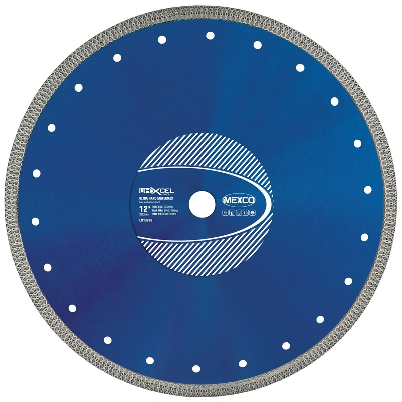 Mexco UHX Ultra Hard Materials Diamond Blade, High-Performance, Precision Cutting Disc for Granite, Porcelain, Marble - 300mm, 10mm Segment Height