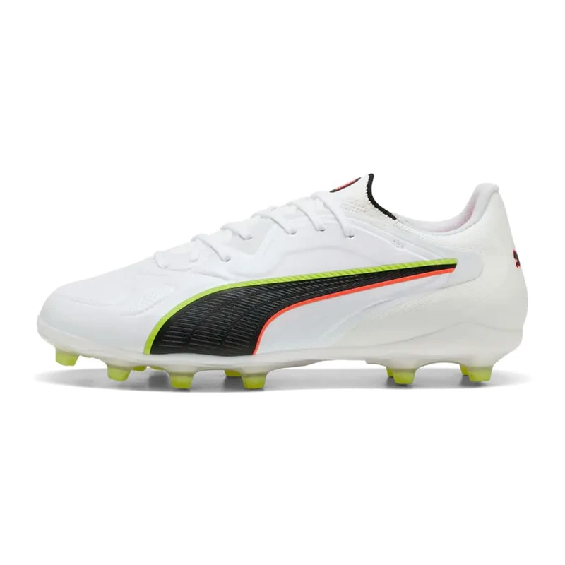 PUMA Unisex King 20 PRO Firm Ground/Artifical Ground Football Boots, PUMA White-Glowing Red-Yellow Alert, 8 UK