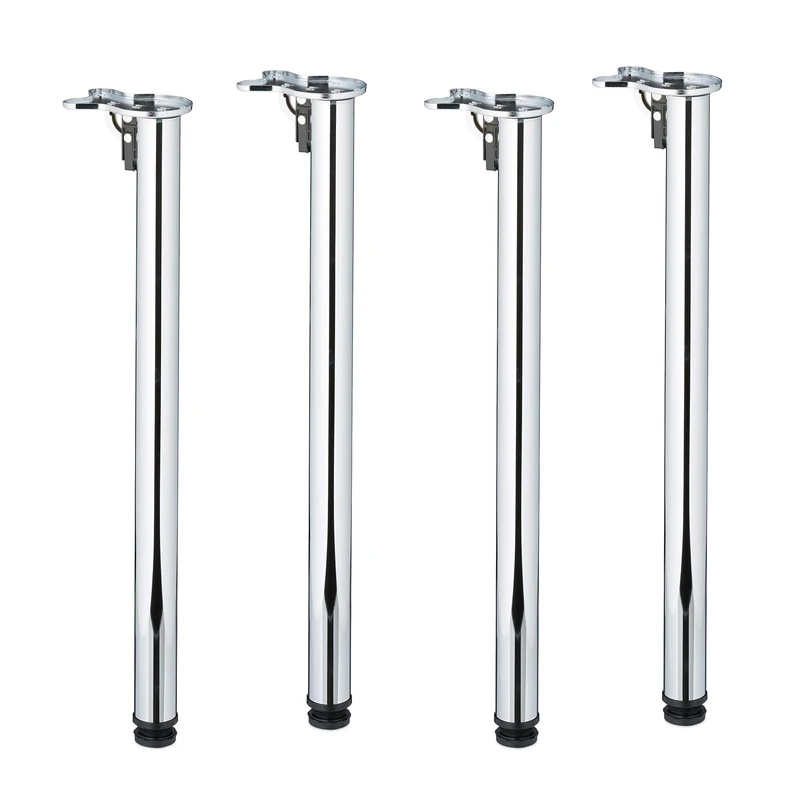 Relaxdays Table Legs, Set of 4, Folding, HxD 71 x 5 cm, Desk & Stool, Iron, Collapsible Furniture Supports, Silver