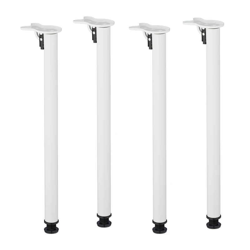 Relaxdays Table Legs, Set of 4, Folding, HxD 71 x 5 cm, Desk & Stool, Sturdy Iron, Collapsible Furniture Supports, White