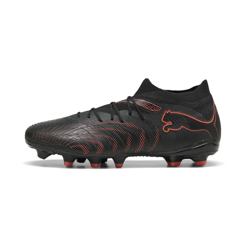 PUMA Unisex Future 9 Match Firm Ground/Artifical Ground Football Boots, PUMA Black-Glowing Red-Strong Gray, 4 UK