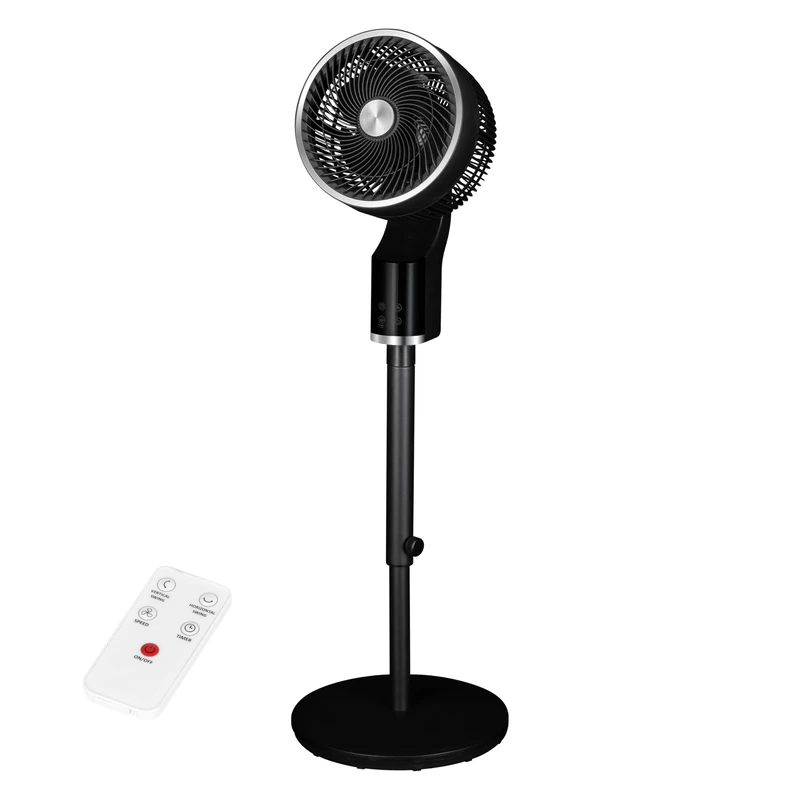 TCP Black Pedestal Fan with Remote Control, Quiet Standing Electric Floor Fan for Home, Bedroom or Office, 4-Way Vertical & Horizontal Oscillation, Adjustable Height, Timer, 3 Speeds