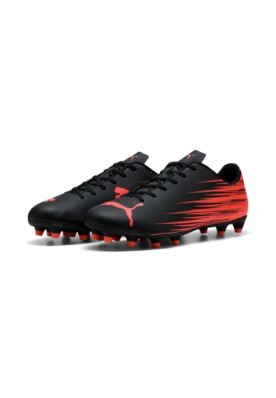 PUMA Men's ATTACANTO II Firm Ground/Artifical Ground Football Boots, PUMA Black-Glowing Red, 7.5 UK