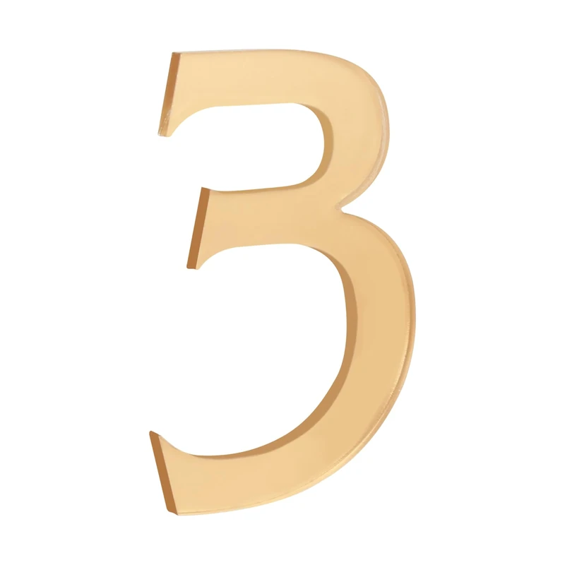 HASWARE 4-Inch Self-Adhesive House Number - Waterproof and Weather-Resistant - Easy Installation for Home Mailbox Post Door (Gold, 3)