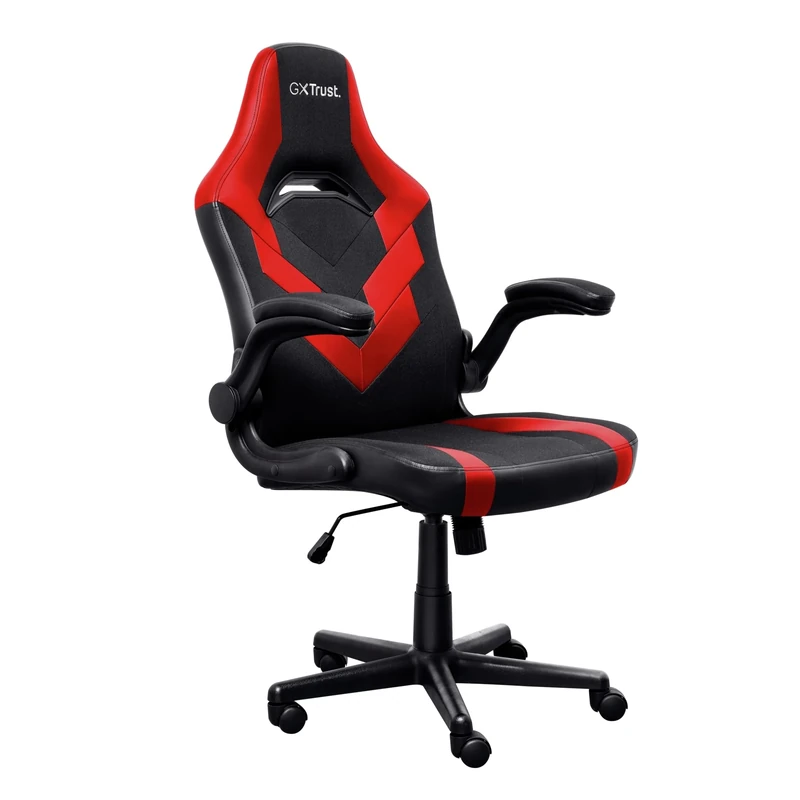 GXTrust 1703 Yezz Gaming Chair with Padded Arm Rest, Adjustable Desk Chair up to 140kg Weight, Class 4 Gas Lift, Fabric Upholstery Tiltable Seat, Computer PC Gaming Setup Video Games, Red