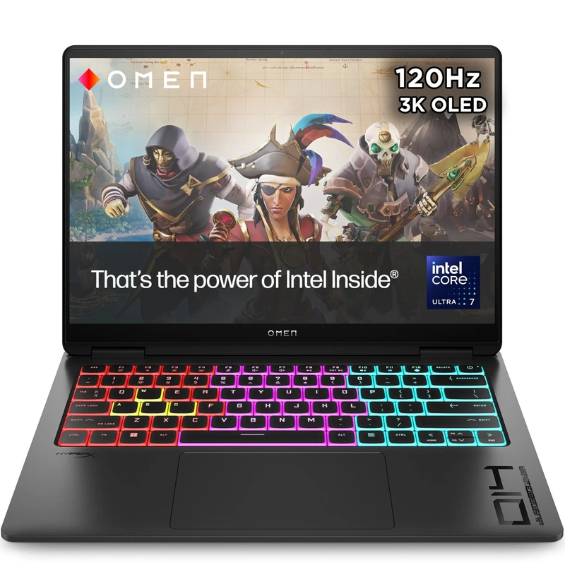 HP OMEN Transcend 14" Gaming Laptop | Intel® Core™ Ultra 7-255H Processor | 32GB RAM | 1TB SSD | NVIDIA GeForce RTX 5060 | 120 Hz VRR 3K OLED Display | Windows 11 | Fast charge | 14-fb1007sa