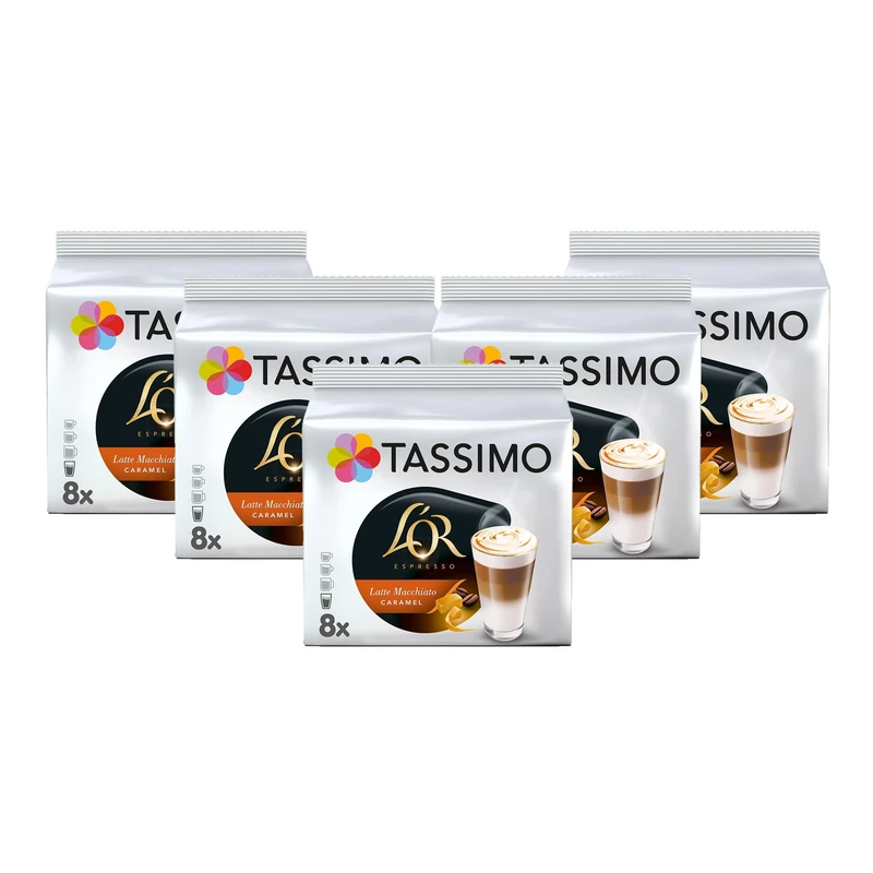 Tassimo L'OR Caramel Latte Macchiato Coffee Pods x8 (Pack of 5, Total 40 Drinks)