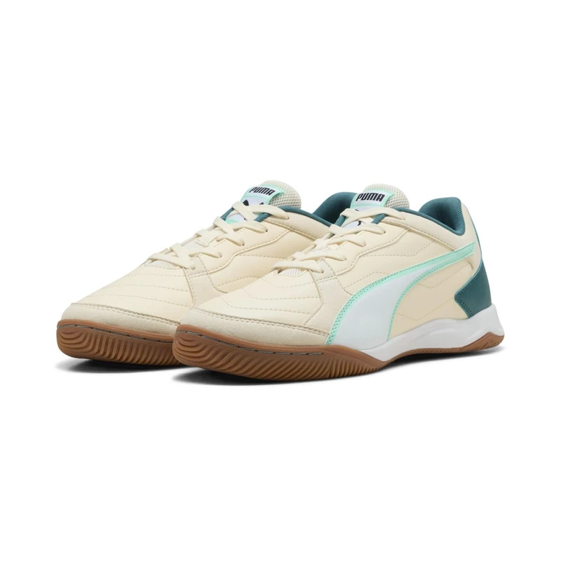 PUMA Unisex Pressing IV Soccer Shoe, SUGARED Almond White-Emerald ICE-Mint Jelly Black, 7.5 UK
