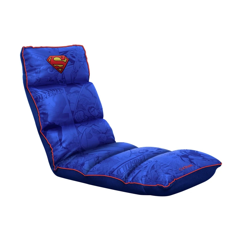 GXTrust 718SM Rayzee Superman Licensed Gaming Floor Chair for Console Gaming, Adjustable Headrest & Backrest, Support up to 125kg, Foldable Gamer Chair for Video Games Reading Relaxing TV, Blue
